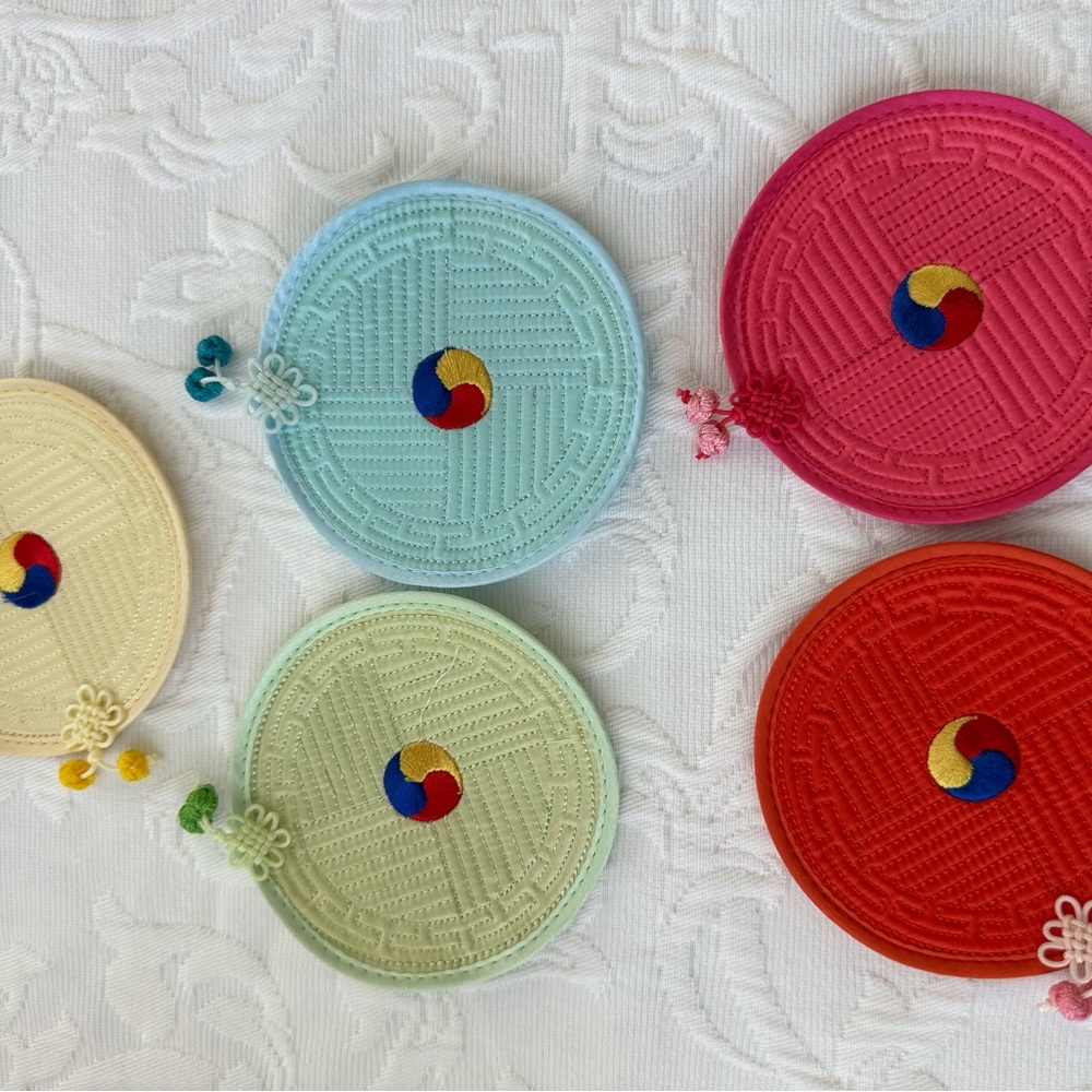 Korean Colorful Round Coasters Set. - Picture 2 of 2